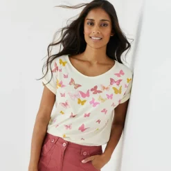 T-shirt boite, imprimé papillons