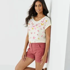 T-shirt boite, imprimé papillons