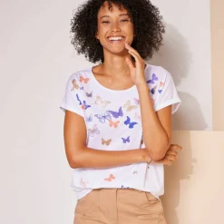 T-shirt boite, imprimé papillons