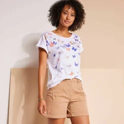 T-shirt boite, imprimé papillons
