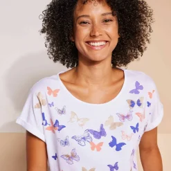 T-shirt boite, imprimé papillons