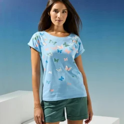 T-shirt boite, imprimé papillons