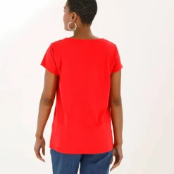 T-shirt col carré, manches courtes