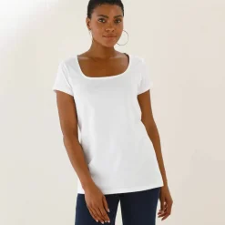 T-shirt col carré, manches courtes