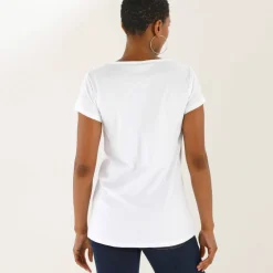T-shirt col carré, manches courtes