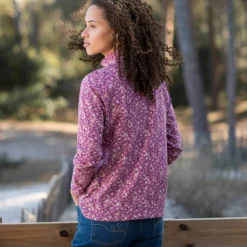 T-shirt col montant zippé imprimé