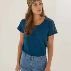 T-shirt col rond dentelle