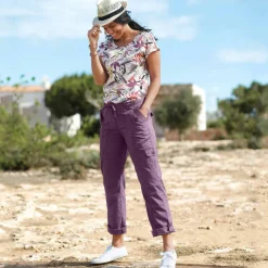 T-shirt col rond imprimé tropical