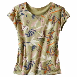 T-shirt col rond imprimé tropical