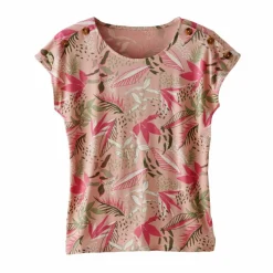 T-shirt col rond imprimé tropical