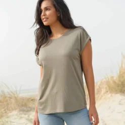 T-shirt col rond, manches courtes
