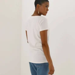 T-shirt col rond manches courtes uni coton