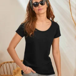 T-shirt col rond manches courtes uni coton