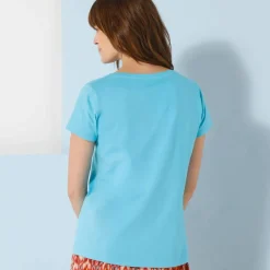T-shirt col rond manches courtes uni coton