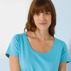T-shirt col rond manches courtes uni coton