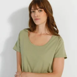 T-shirt col rond manches courtes uni coton