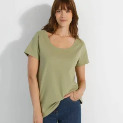 T-shirt col rond manches courtes uni coton