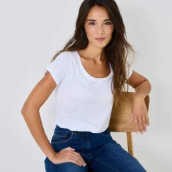 T-shirt col rond manches courtes uni coton
