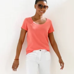 T-shirt col rond manches courtes uni coton