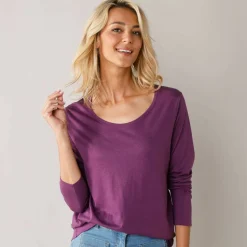 T-shirt col rond manches longues uni