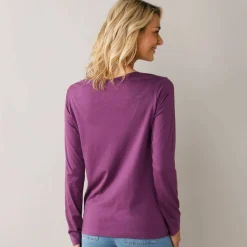 T-shirt col rond manches longues uni