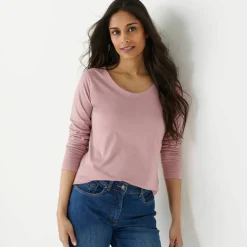 T-shirt col rond manches longues uni