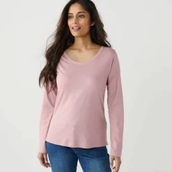 T-shirt col rond manches longues uni
