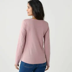 T-shirt col rond manches longues uni