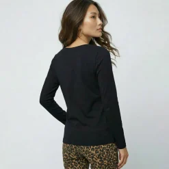 T-shirt col rond manches longues uni