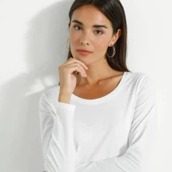 T-shirt col rond manches longues uni