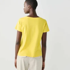 T-shirt col rond, uni coeur doré