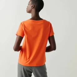 T-shirt col rond, uni coeur doré