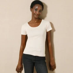 T-shirt col rond uni manches courtes en coton biologique(**)