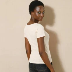 T-shirt col rond uni manches courtes en coton biologique(**)