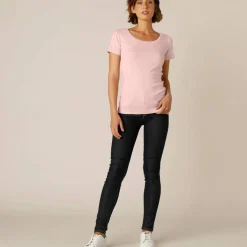 T-shirt col rond uni manches courtes en coton biologique(**)