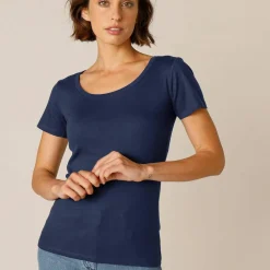 T-shirt col rond uni manches courtes en coton biologique(**)