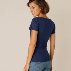 T-shirt col rond uni manches courtes en coton biologique(**)