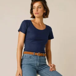 T-shirt col rond uni manches courtes en coton biologique(**)