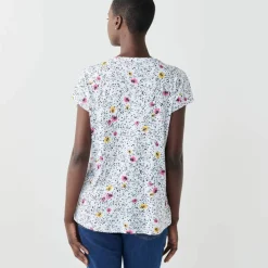 T-shirt col tunisien manches courtes, imprimé