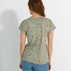 T-shirt col tunisien manches courtes, imprimé
