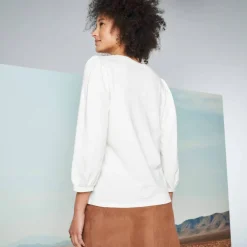 T-shirt col V, imprimé cœurs