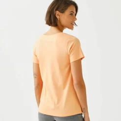 T-shirt col V imprimé doré