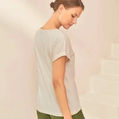 T-shirt col V, manches courtes