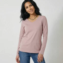 T-shirt col V manches longues