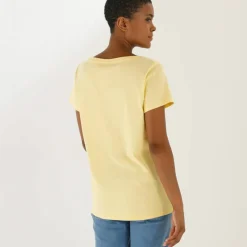 T-shirt col V uni manches courtes, coton
