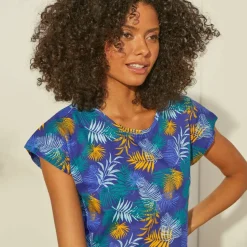 T-shirt de pyjama en coton manches courtes - imprimé tropical
