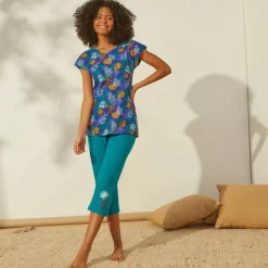 T-shirt de pyjama en coton manches courtes - imprimé tropical
