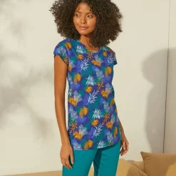 T-shirt de pyjama en coton manches courtes - imprimé tropical