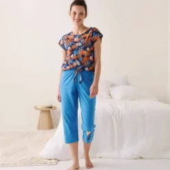 T-shirt de pyjama en coton manches courtes - imprimé tropical