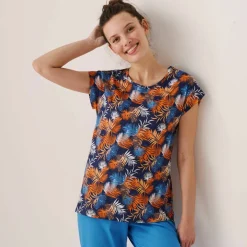 T-shirt de pyjama en coton manches courtes - imprimé tropical